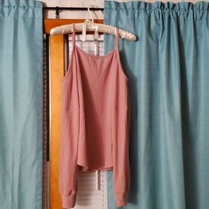 Pink blush waffle cold shoulder top size medium